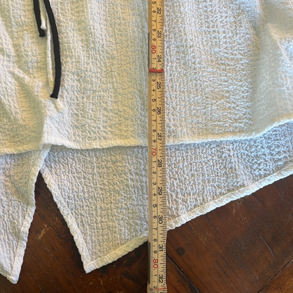 IC by CONNIE K White/Black Zip Front V-Neck Crinkle Textured Tunic Top M - Picture 8 of 9